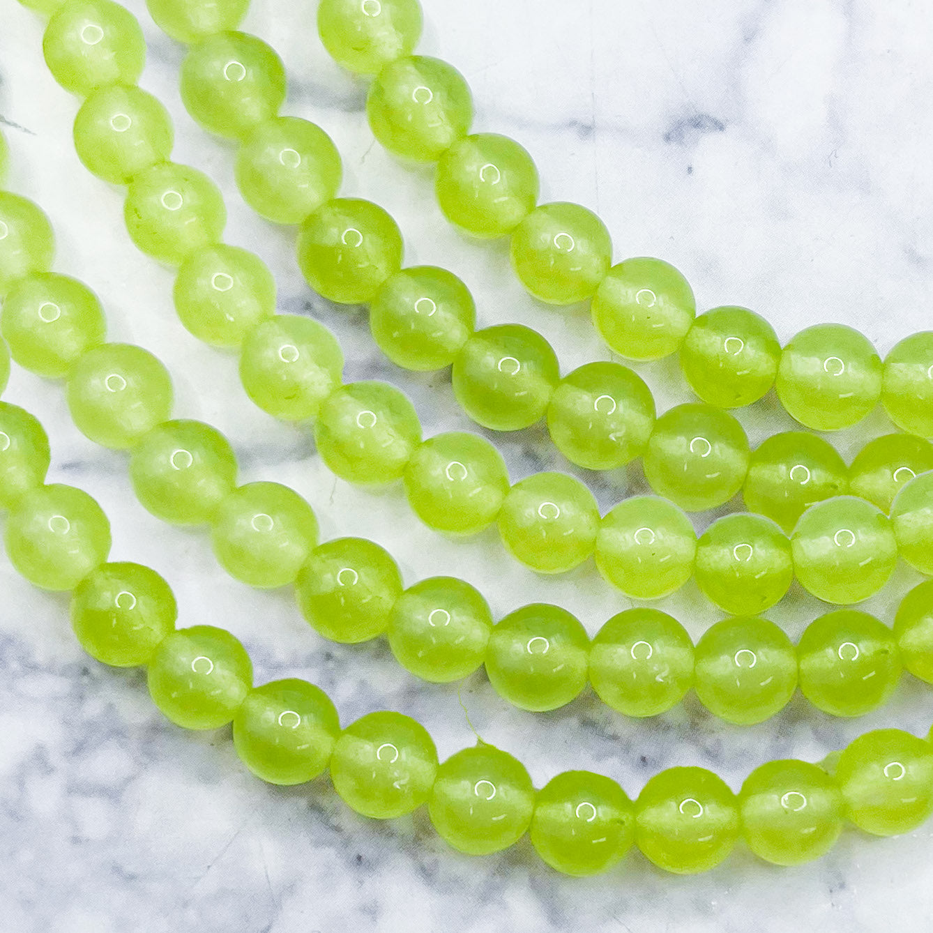 6mm Kiwi Chalcedony Bead Strand U9