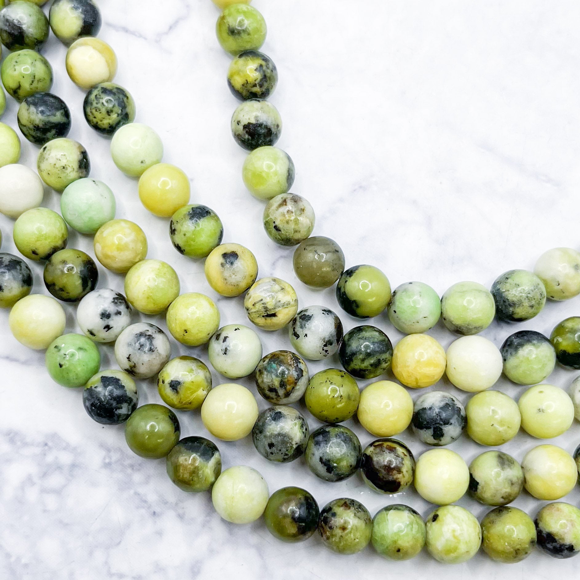 8mm Green Opal Bead Strand W14