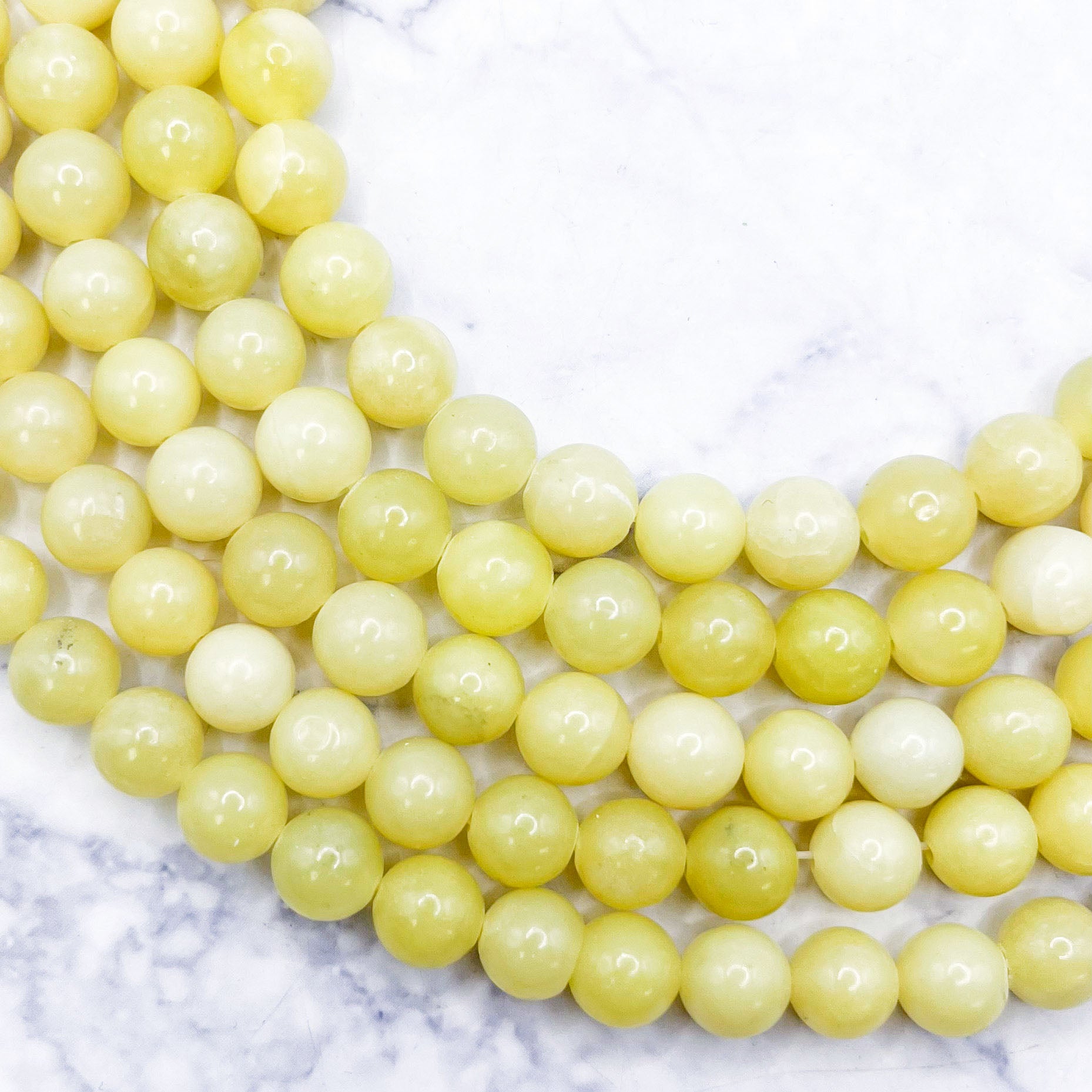 8mm Lime Serpentine Bead Strand G8