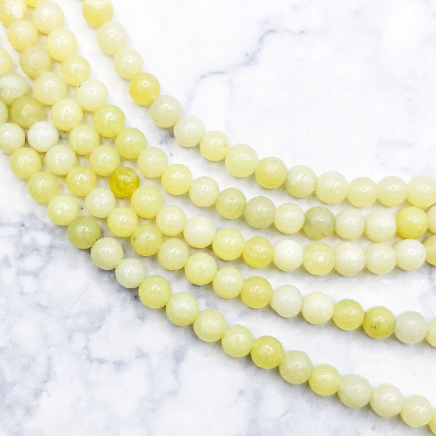 4mm Lime Serpentine Bead Strand A6