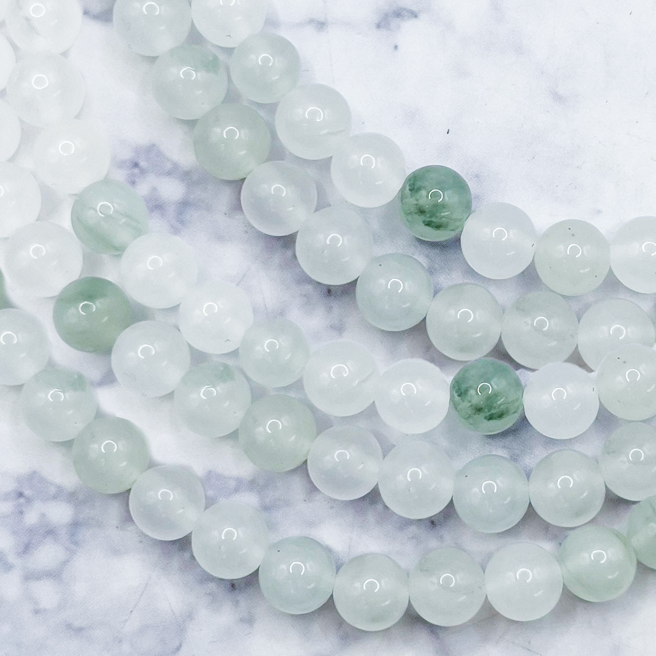 6mm White Jadeite Bead Strand N16