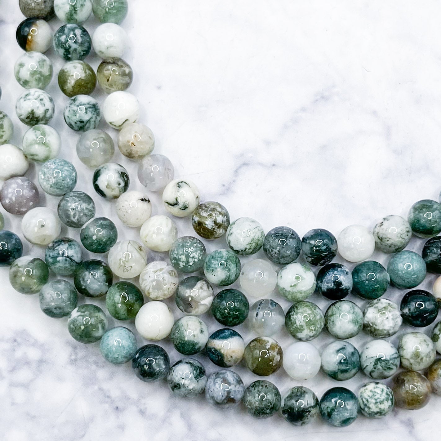 6mm Tree Agate Bead Strand H8