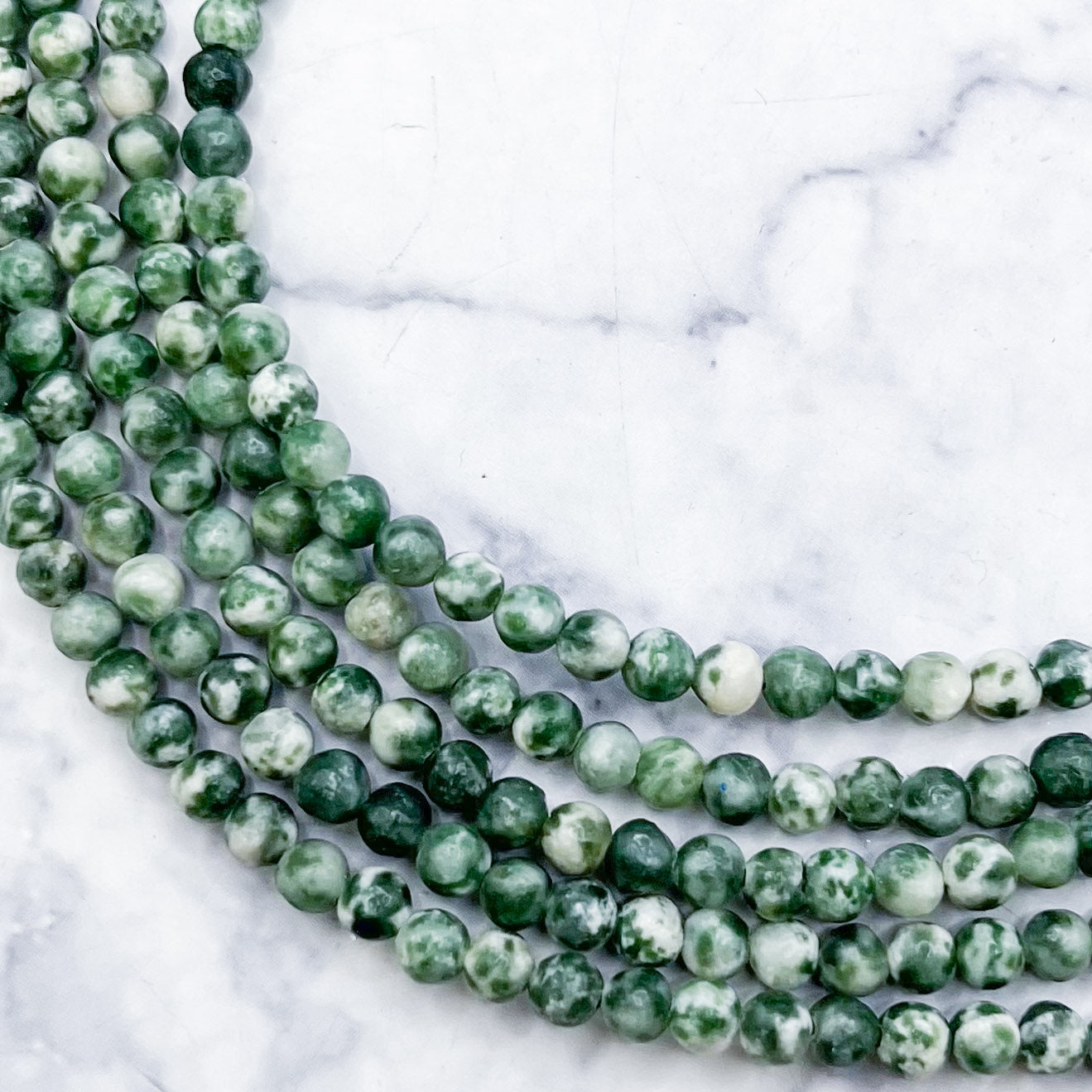 4mm Green Spot Jasper Bead Strand N5