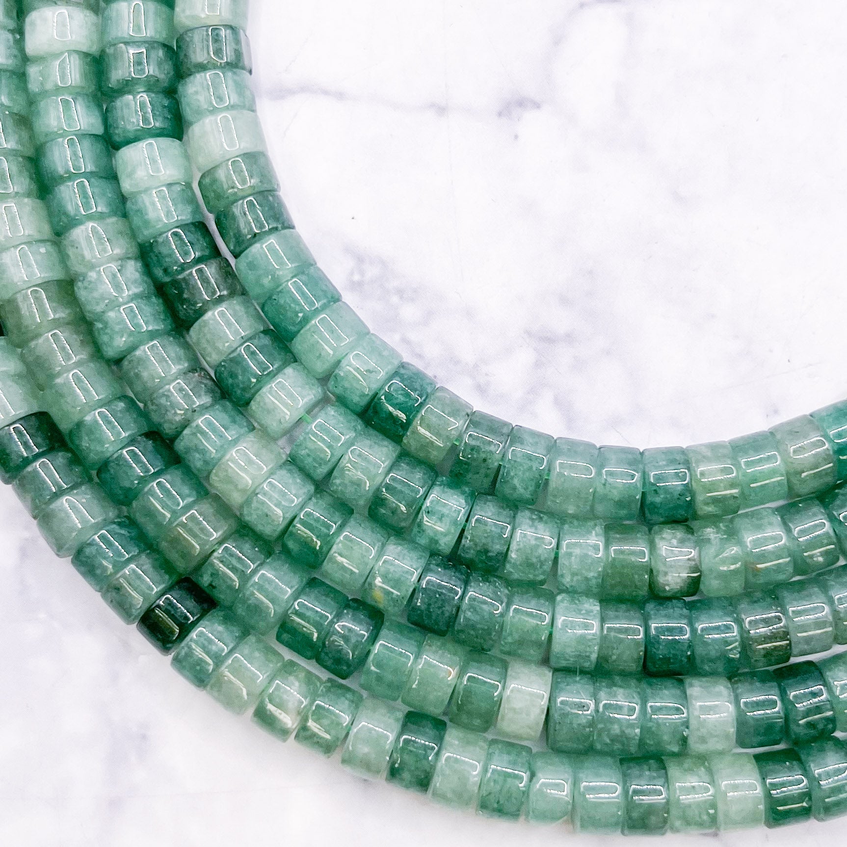 3x6mm Green Aventurine Heishi Bead Strand W17