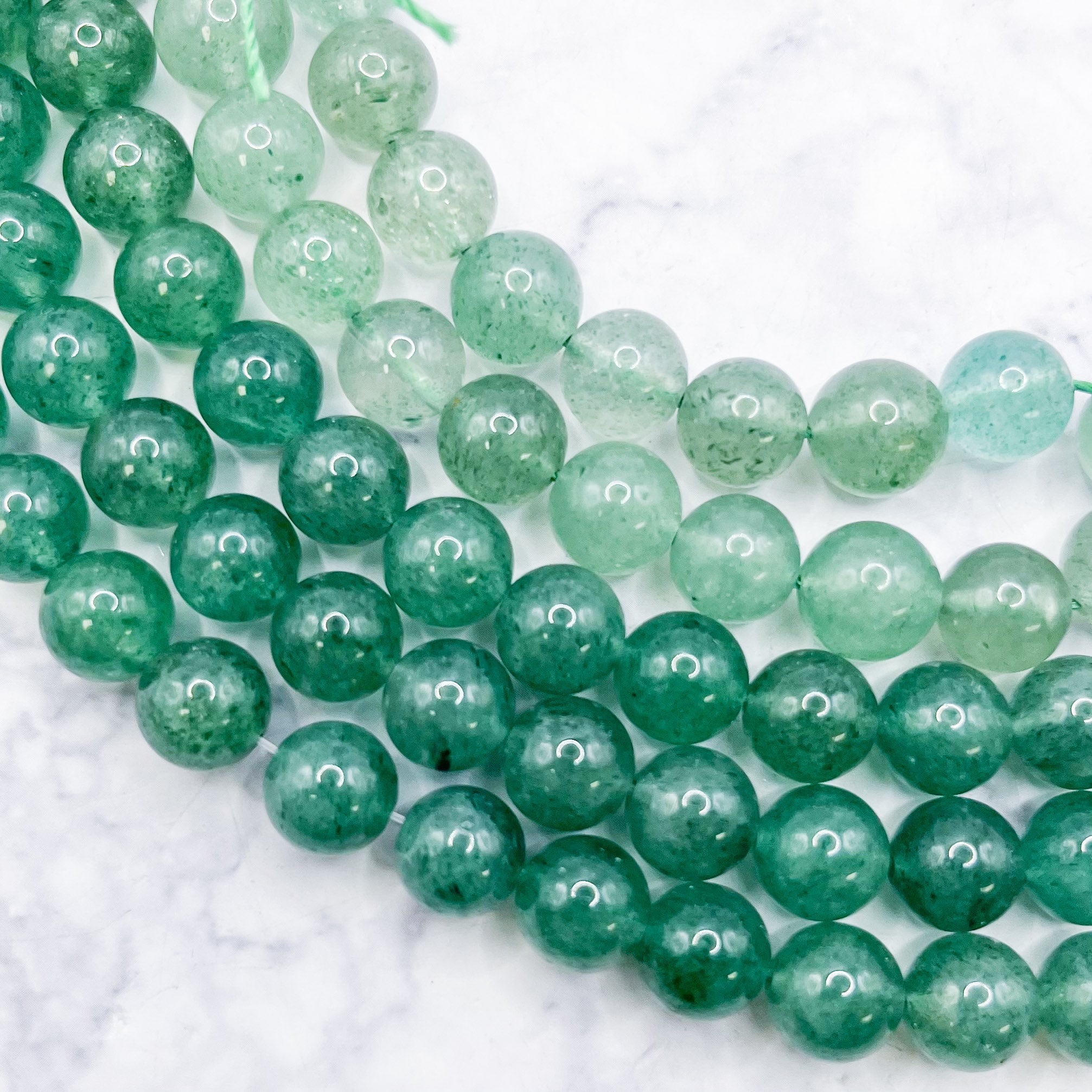 8mm Green Strawberry Quartz Bead Half Strand X12