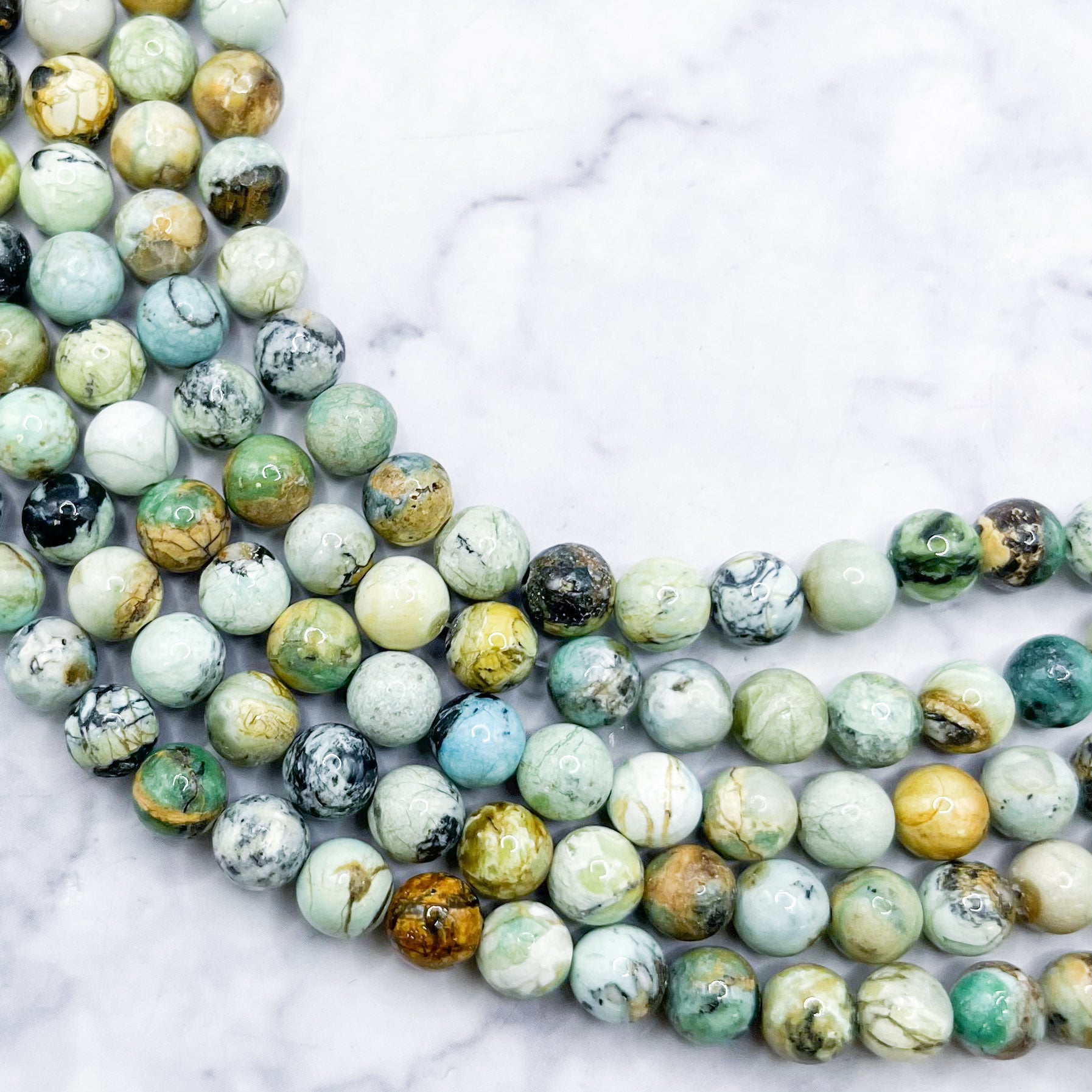 6mm Green Variscite Bead Half Strand L14