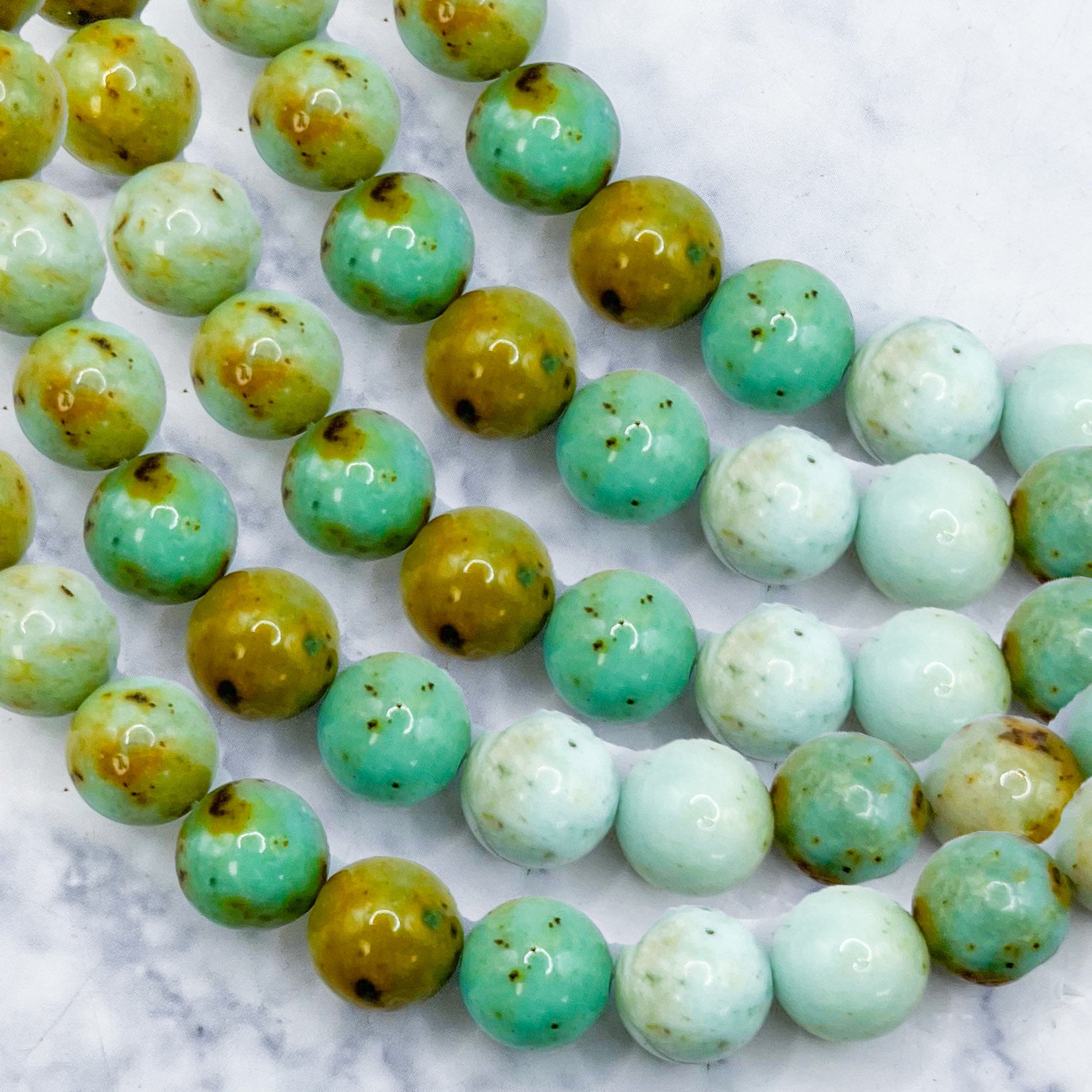 8mm Mongolian Turquoise Bead Half Strand E23