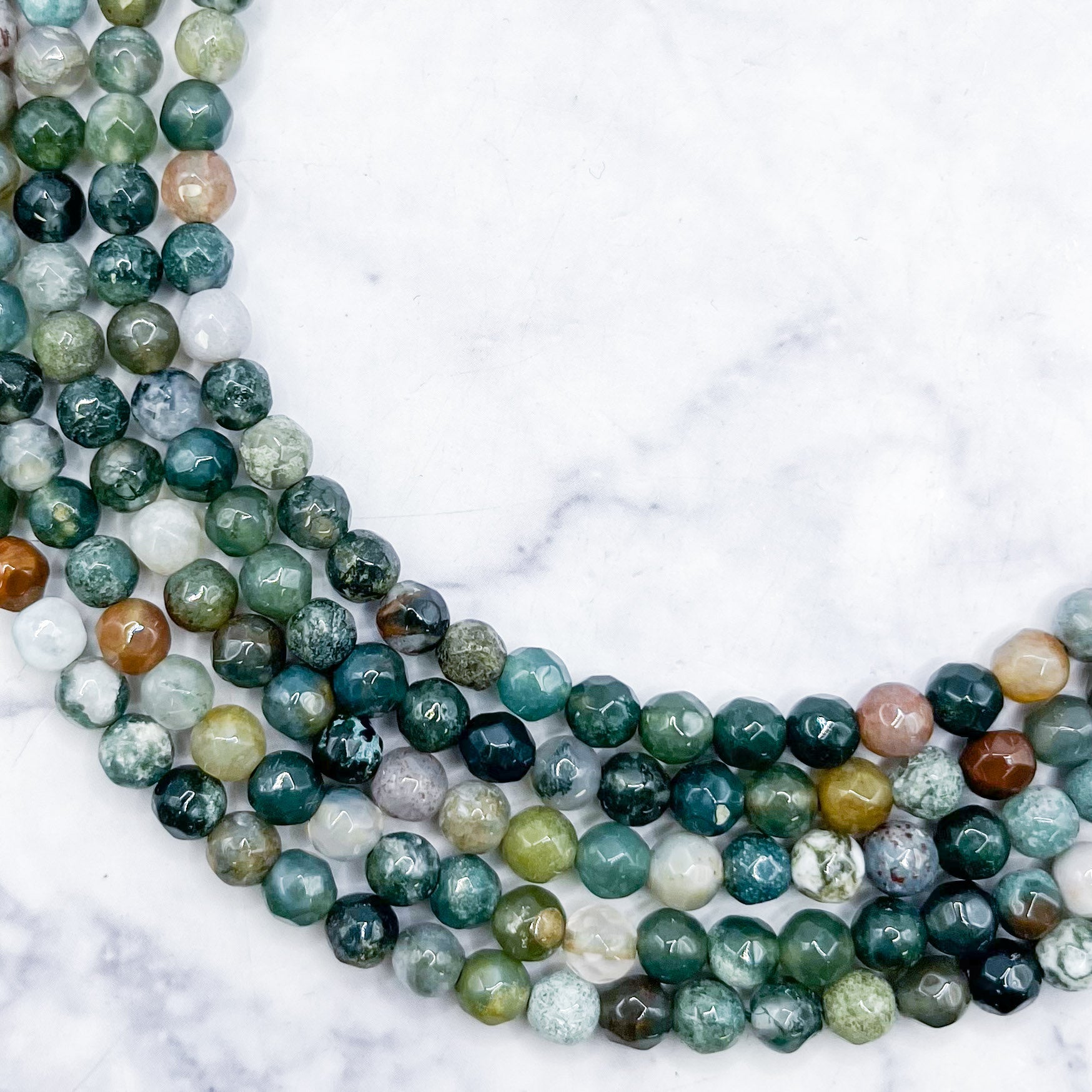 4mm Faceted Indian Agate Bead Strand W16