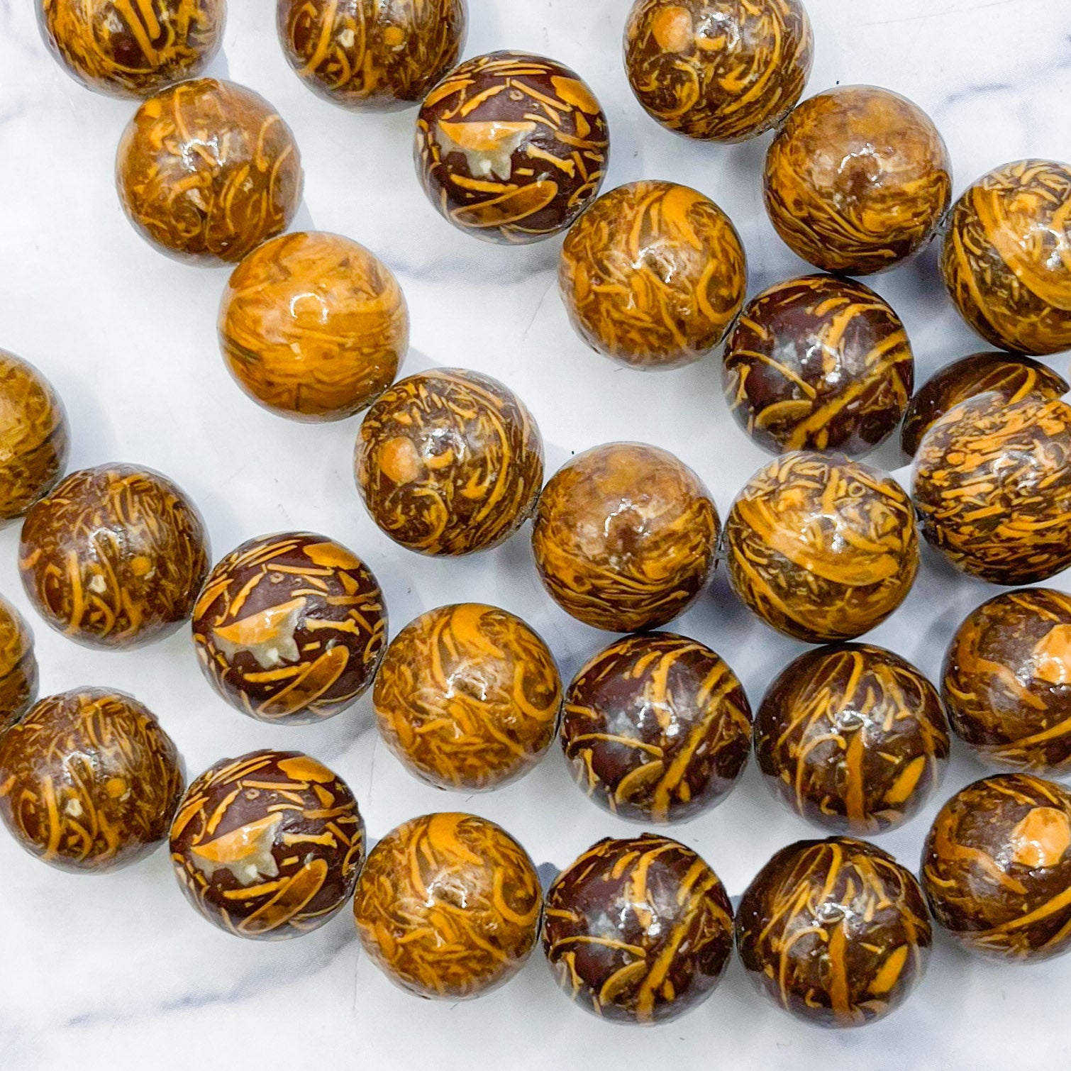 10mm Elephant Skin Jasper Bead Strand T19