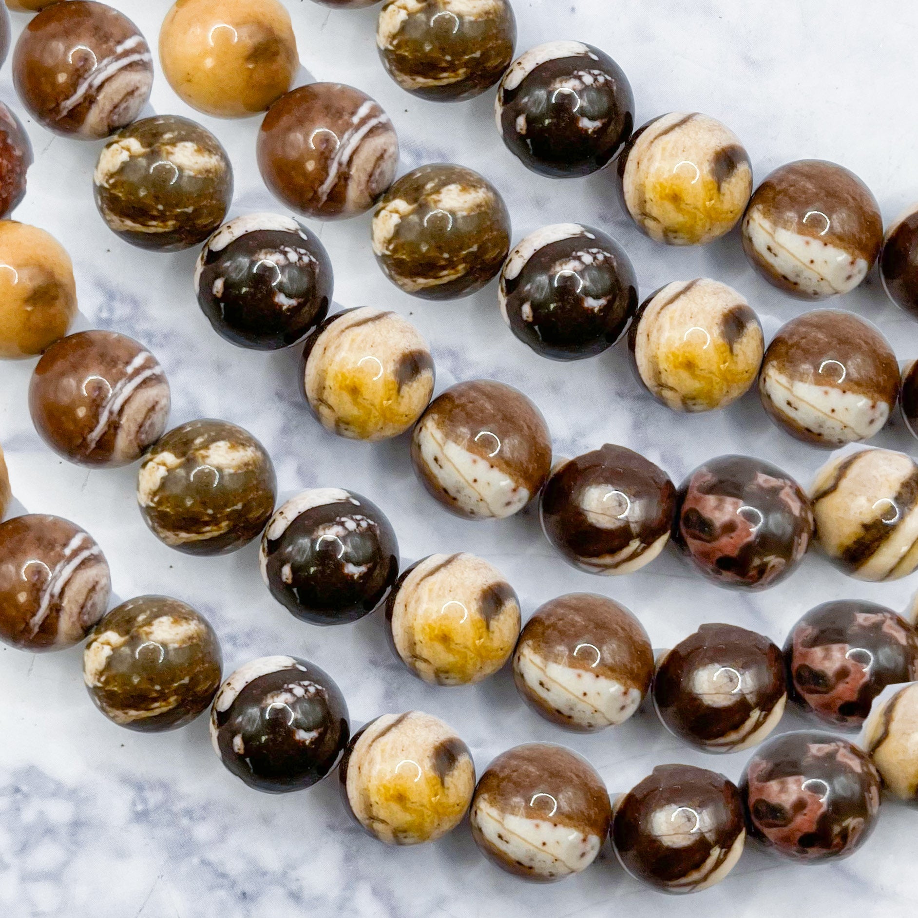 10mm Brown Zebra Jasper Bead Strand U14