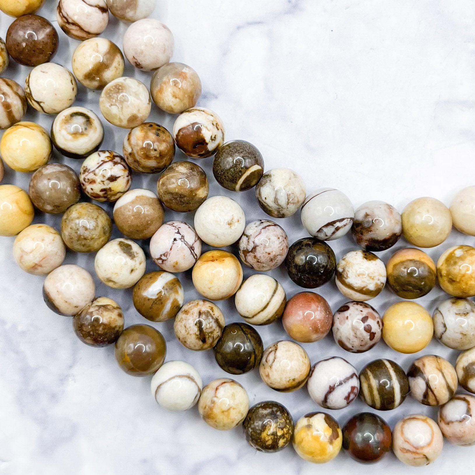 6mm Brown Zebra Jasper Bead Strand F10