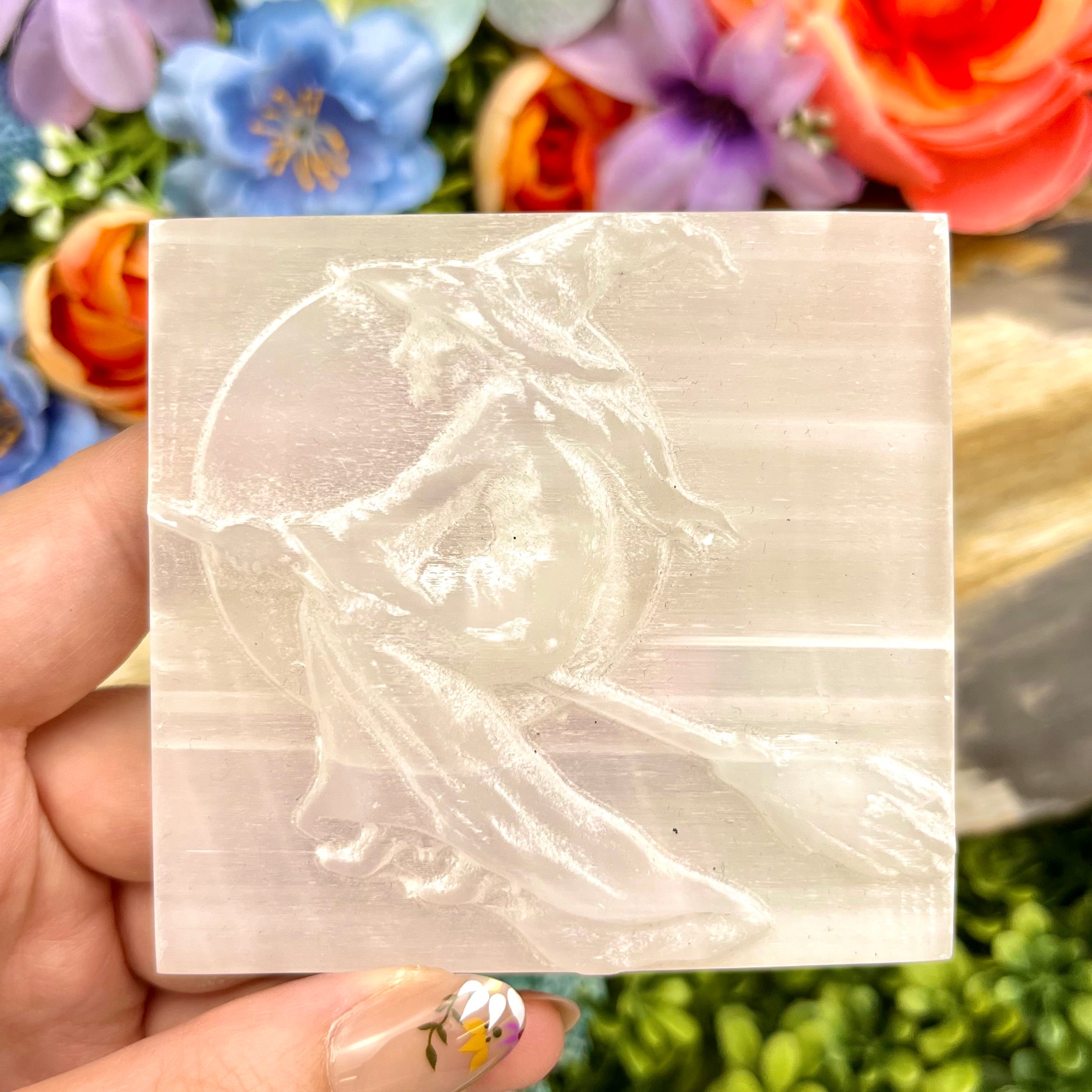 3 Inch Selenite Witch Carving