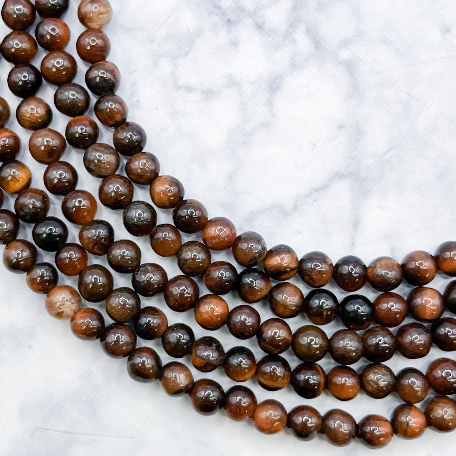 4mm Red Tiger's Eye Bead Strand H7