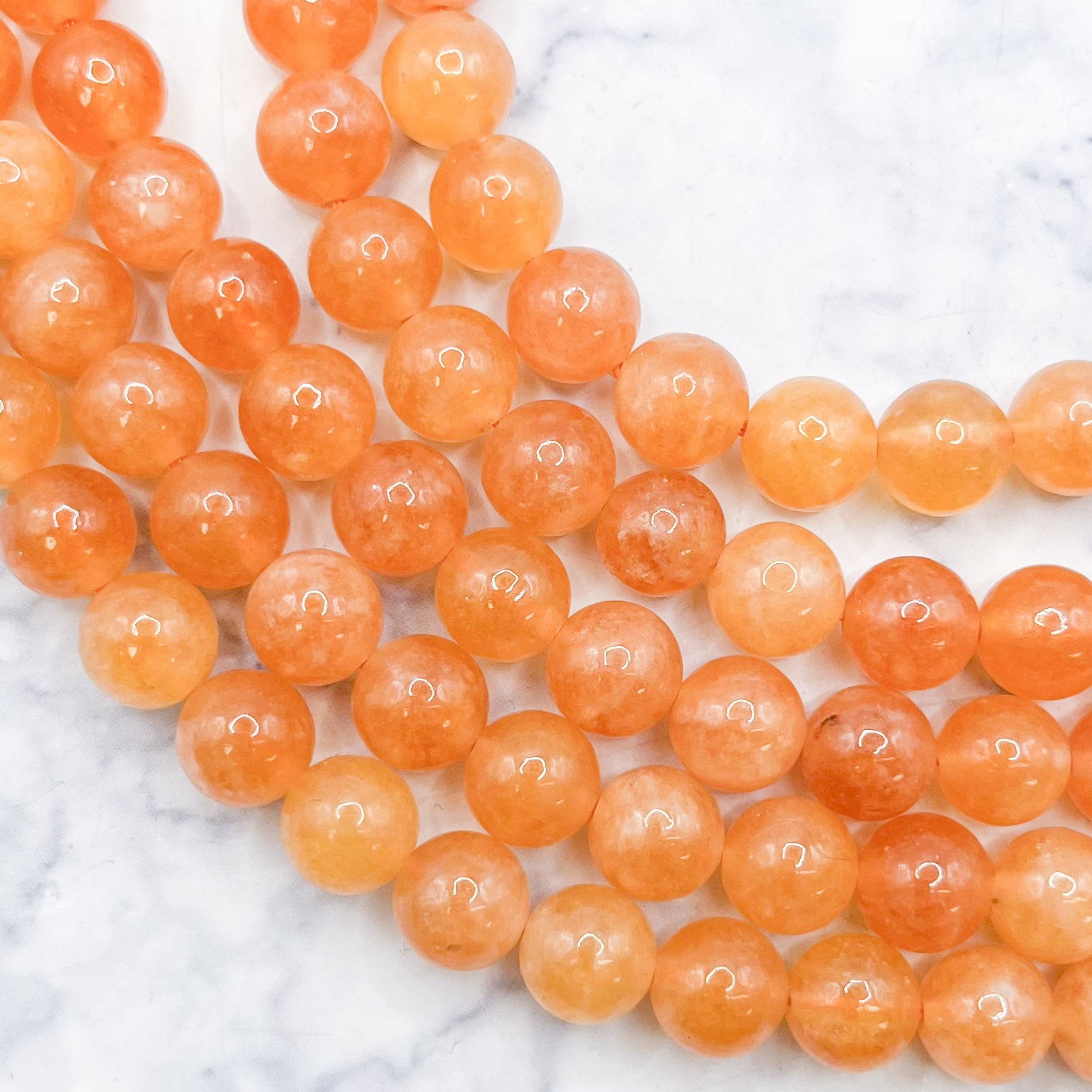 8mm Dyed Orange Quartz Bead Strand C12