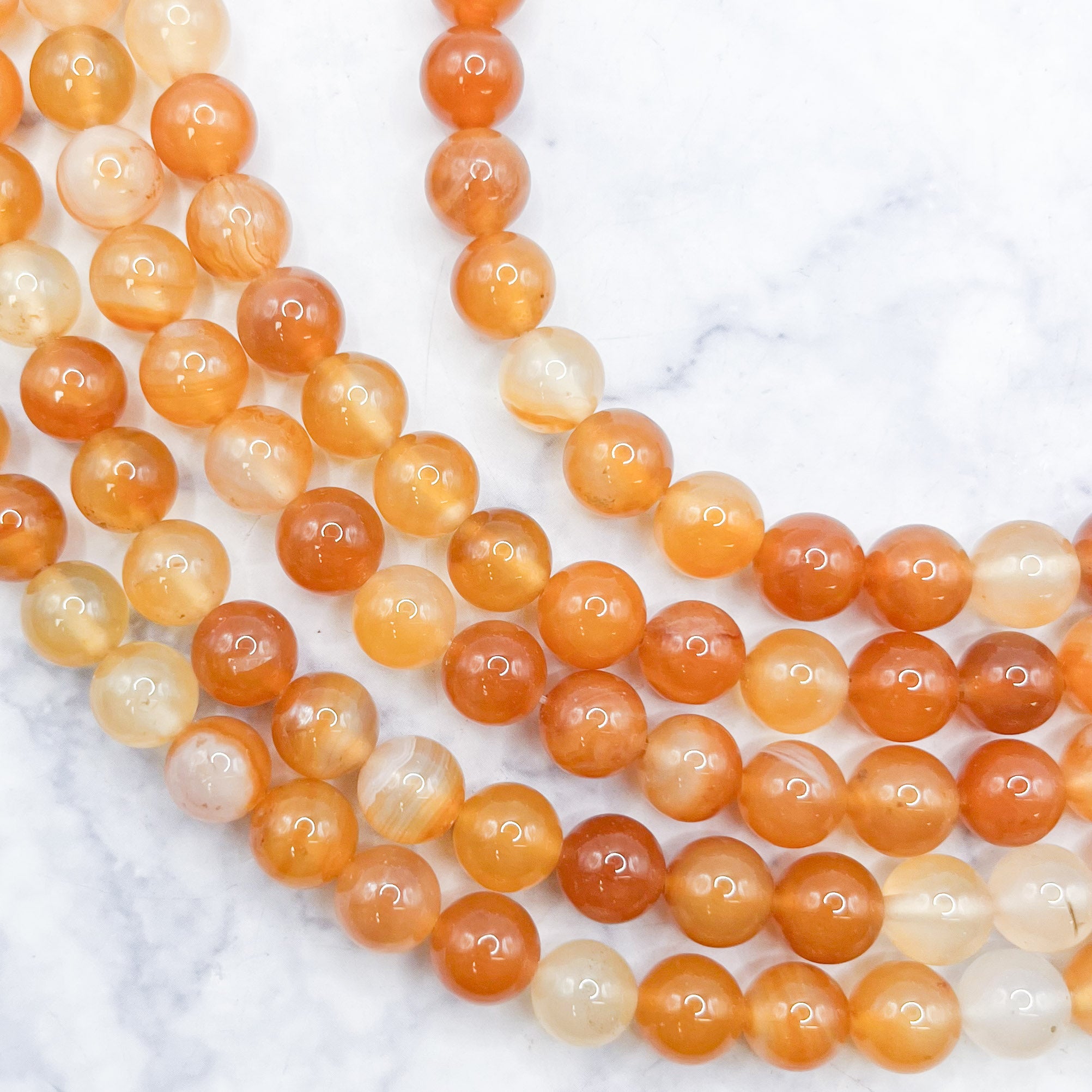 8mm Orange Multi Carnelian Bead Strand S18