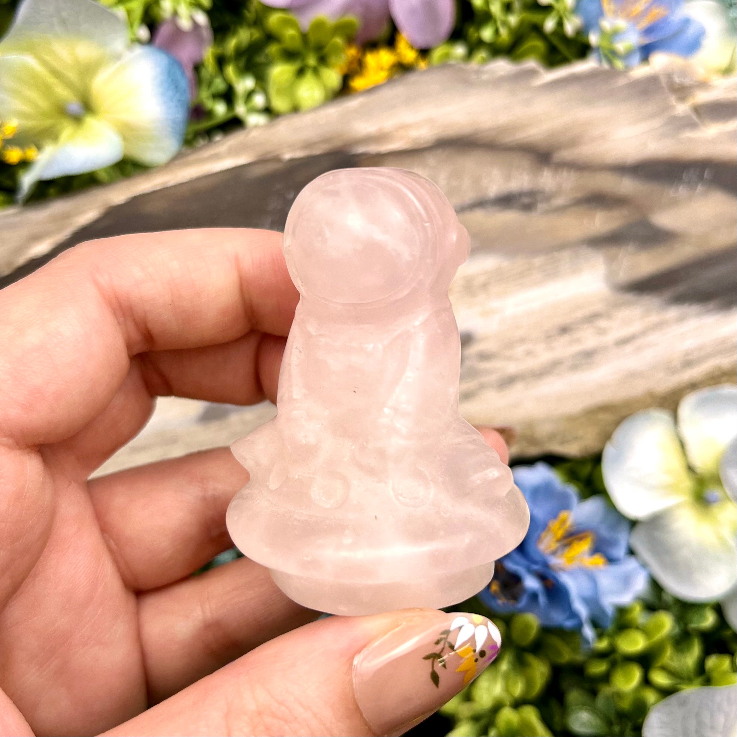 2 Inch Rose Quartz Astronaut UFO G42