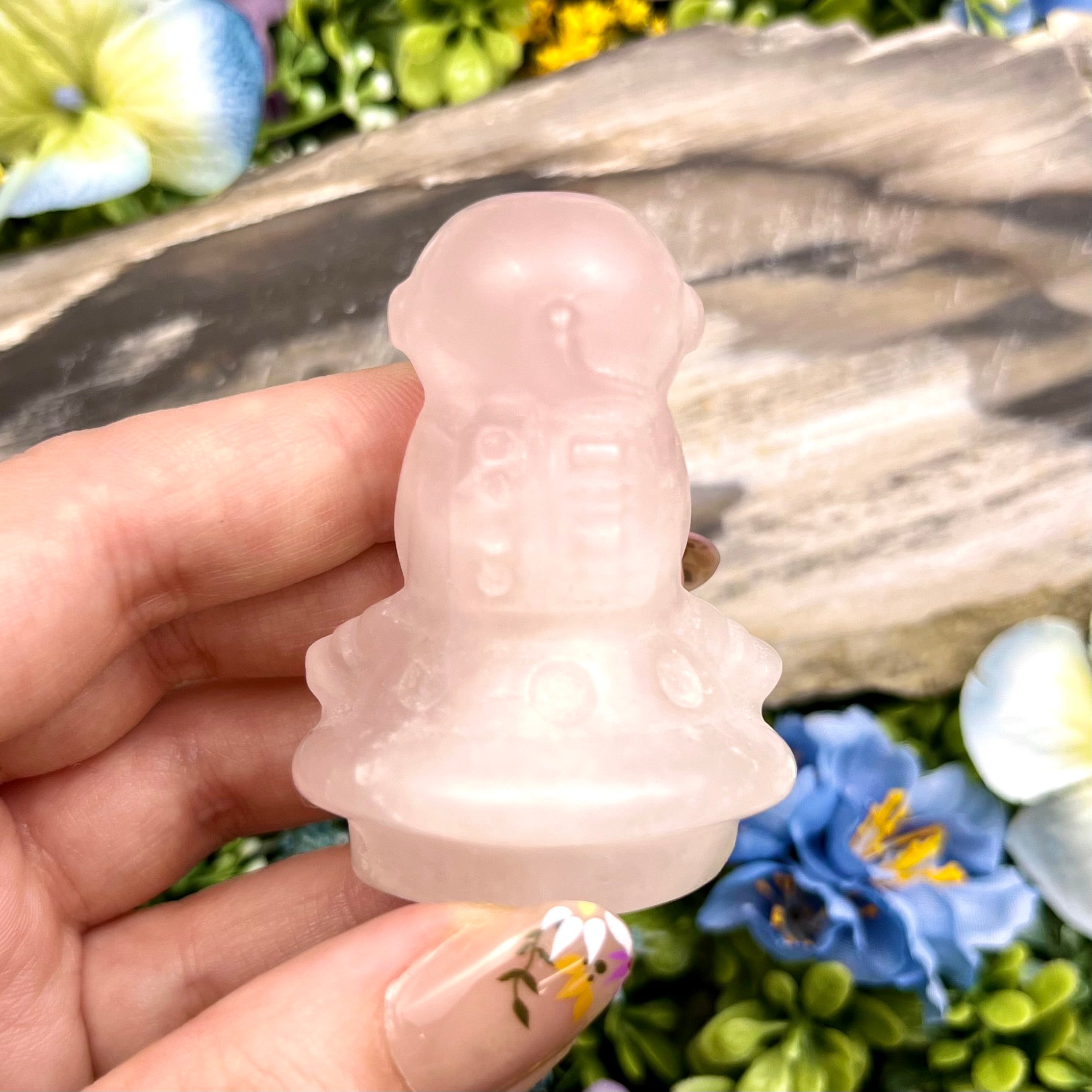 2 Inch Rose Quartz Astronaut UFO G42