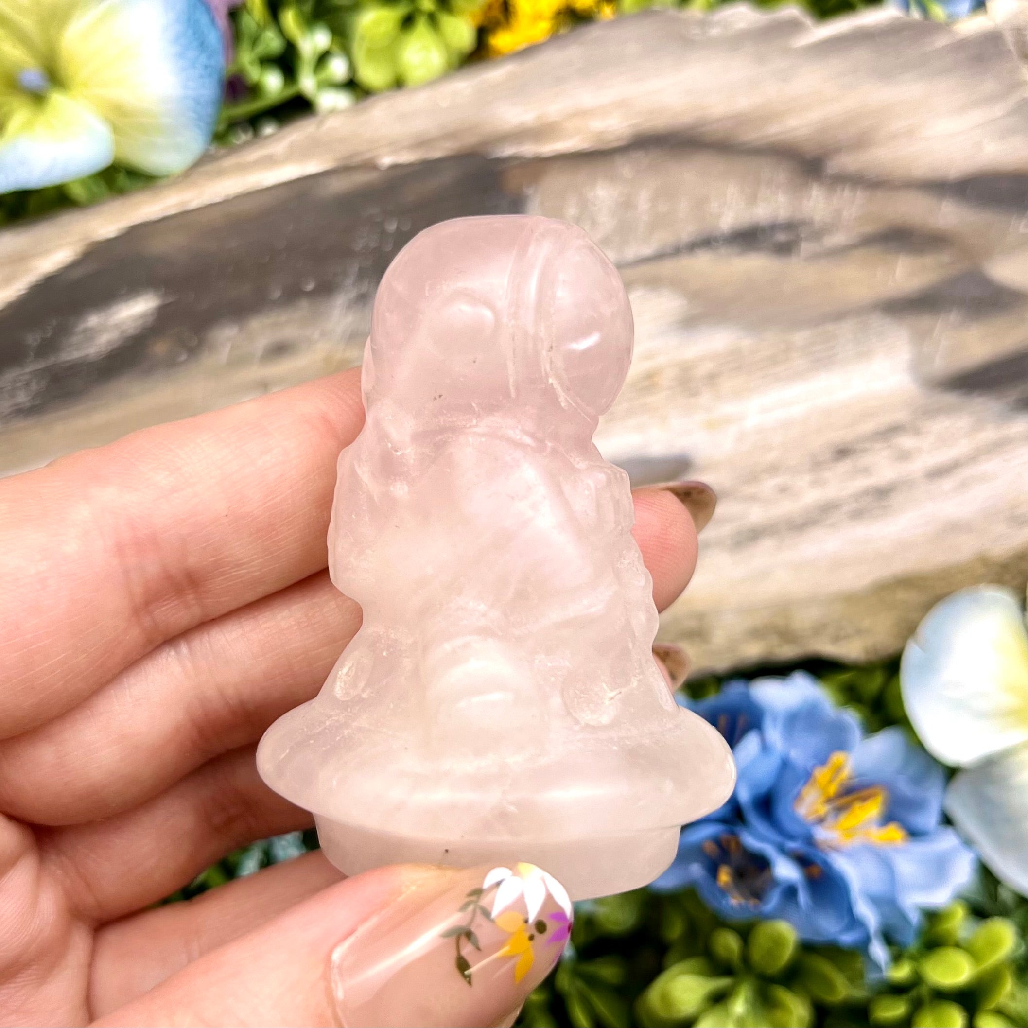 2 Inch Rose Quartz Astronaut UFO G42