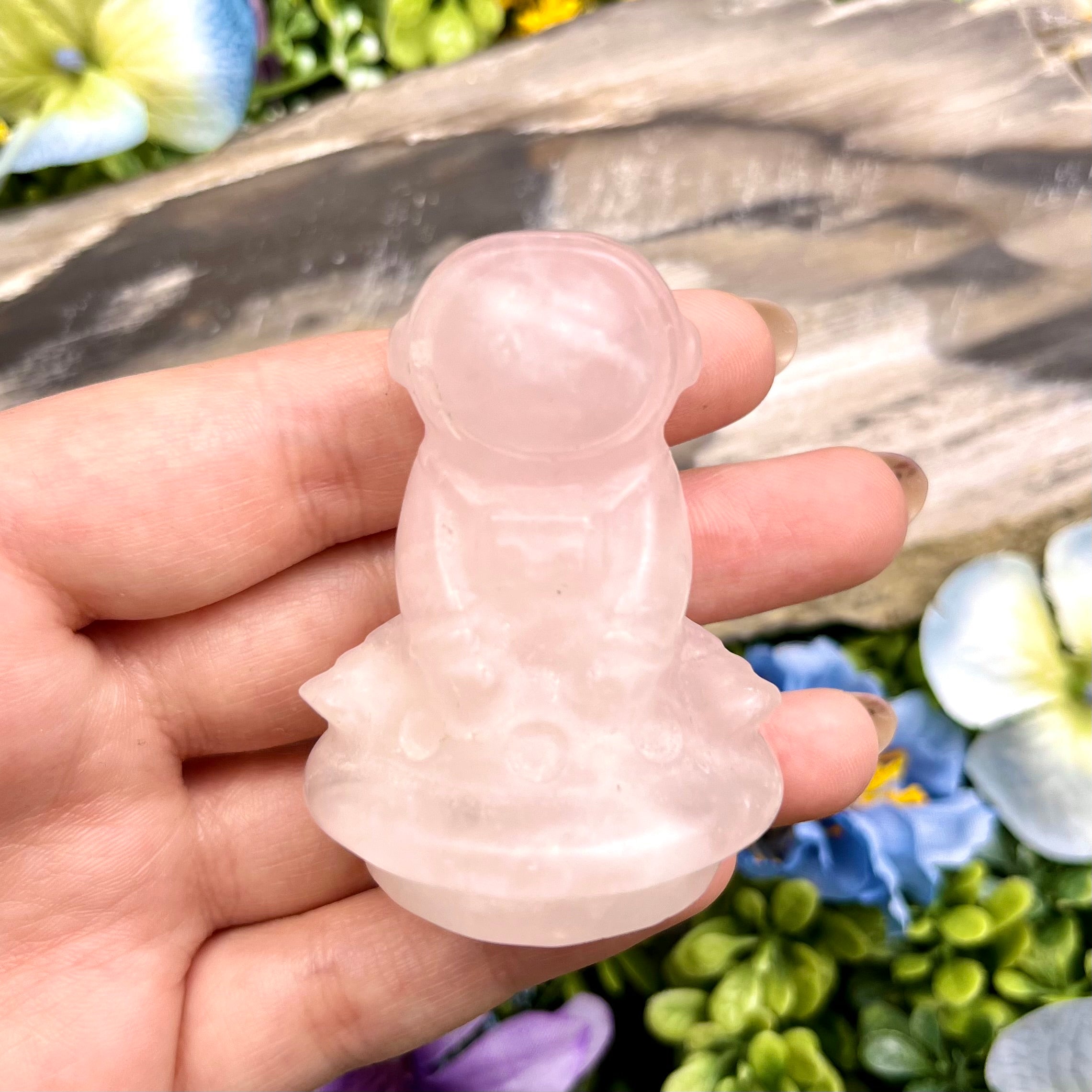 2 Inch Rose Quartz Astronaut UFO G42