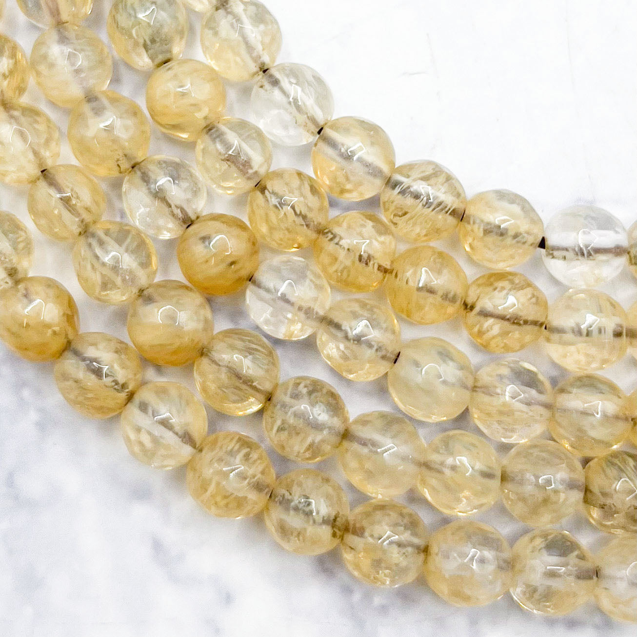 6mm Faceted Caramel Glass Bead Strand Q9