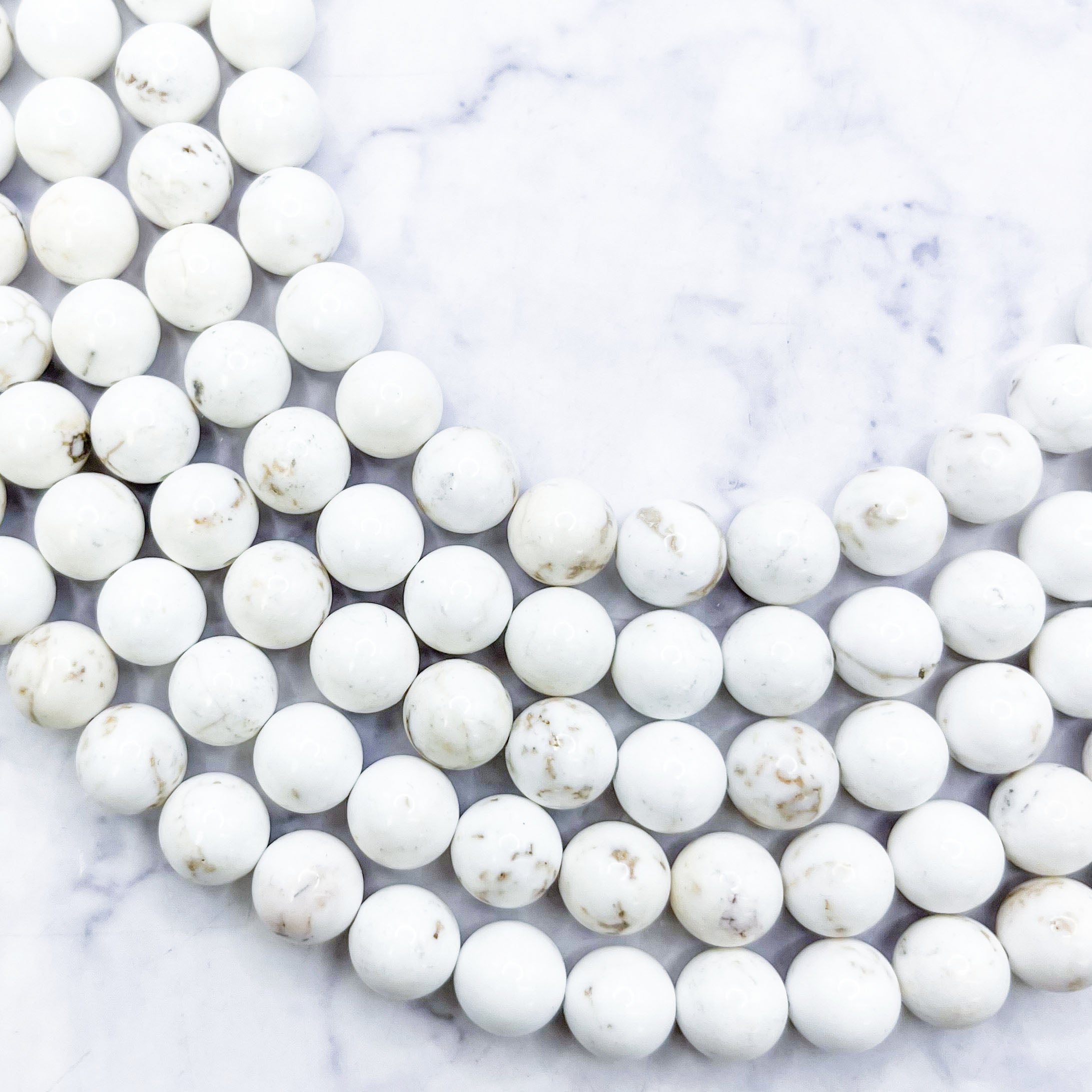 8mm White Magnesite Bead Strand B14