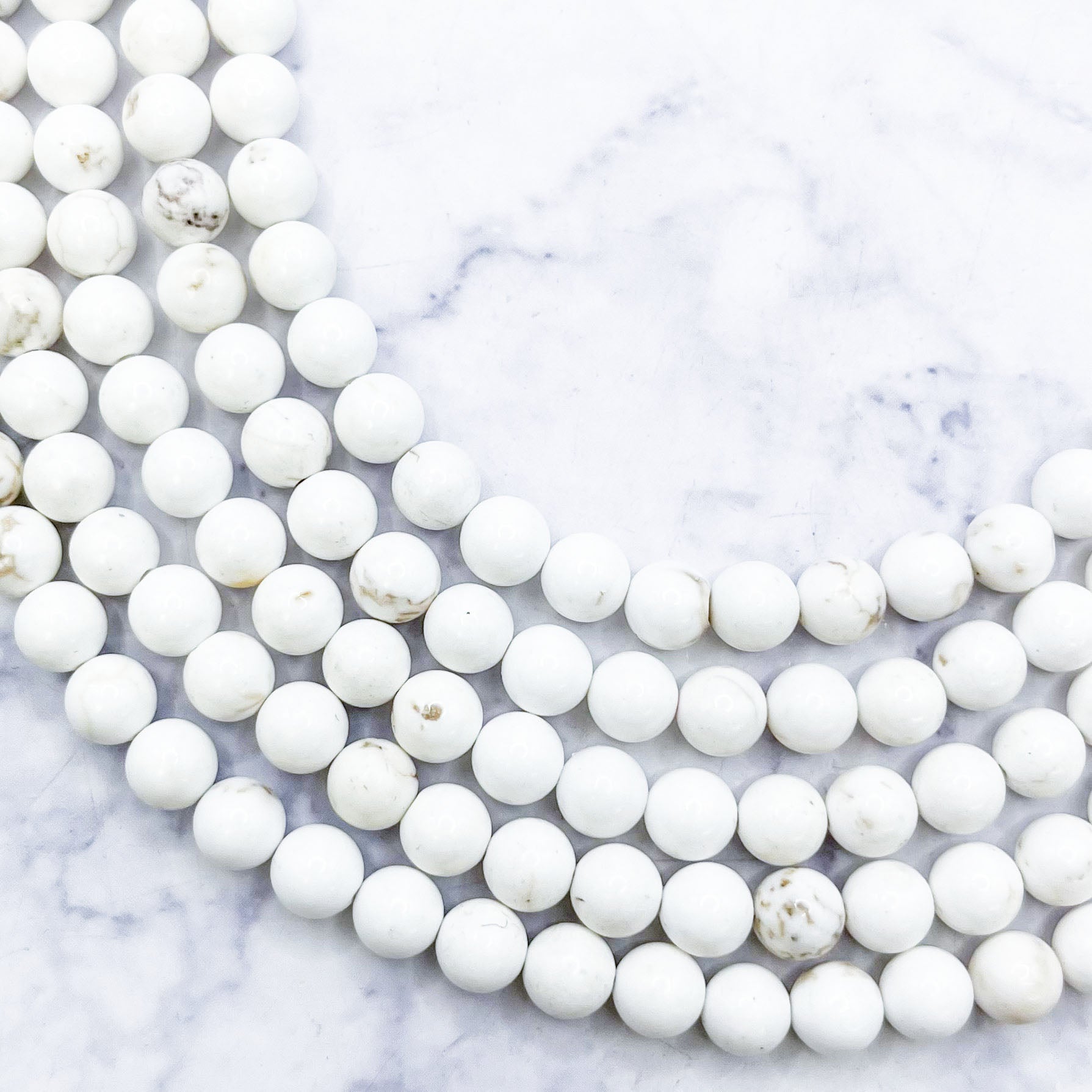 6mm White Magnesite Bead Strand A12