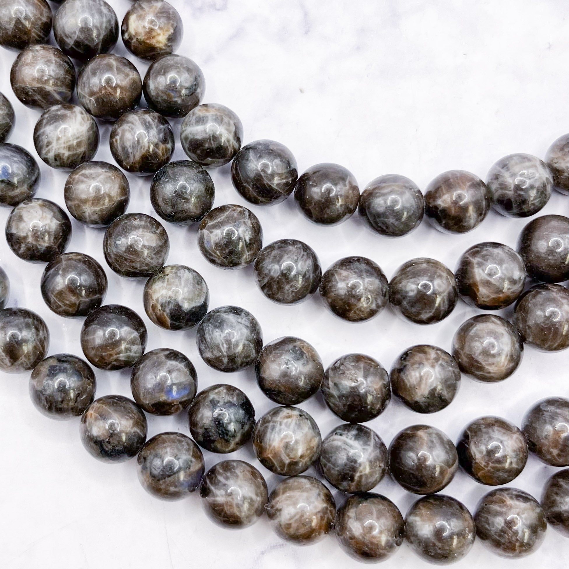 8mm Chocolate Labradorite Bead Half Strand H11