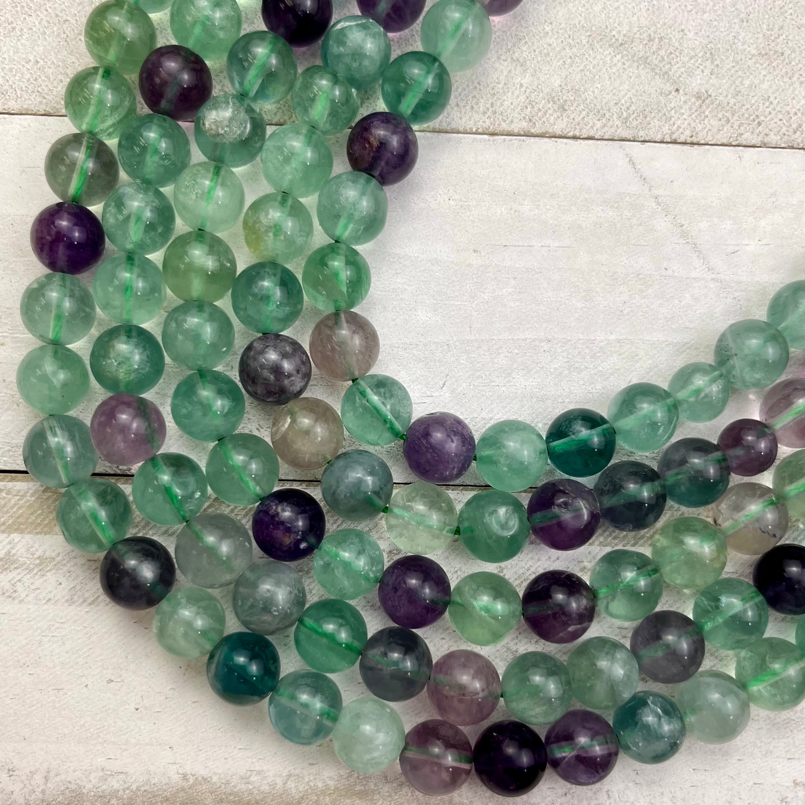 10mm Rainbow Fluorite Bead Strand R18