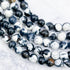 8mm Black and White Rain Flower Bead Strand L13