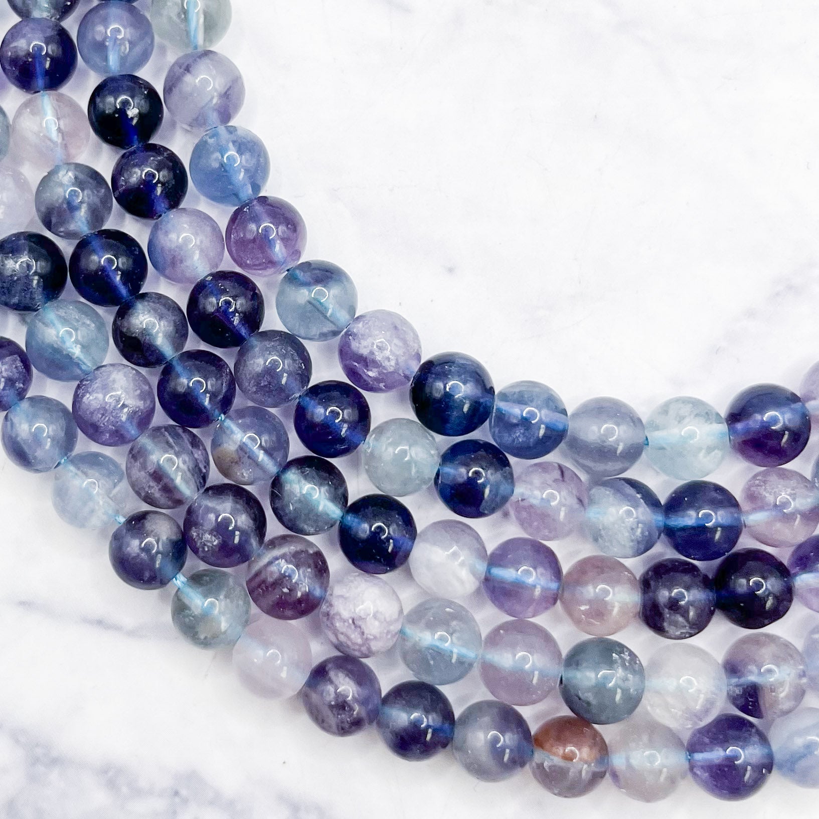 6mm Purple Rainbow Fluorite Bead Strand P16