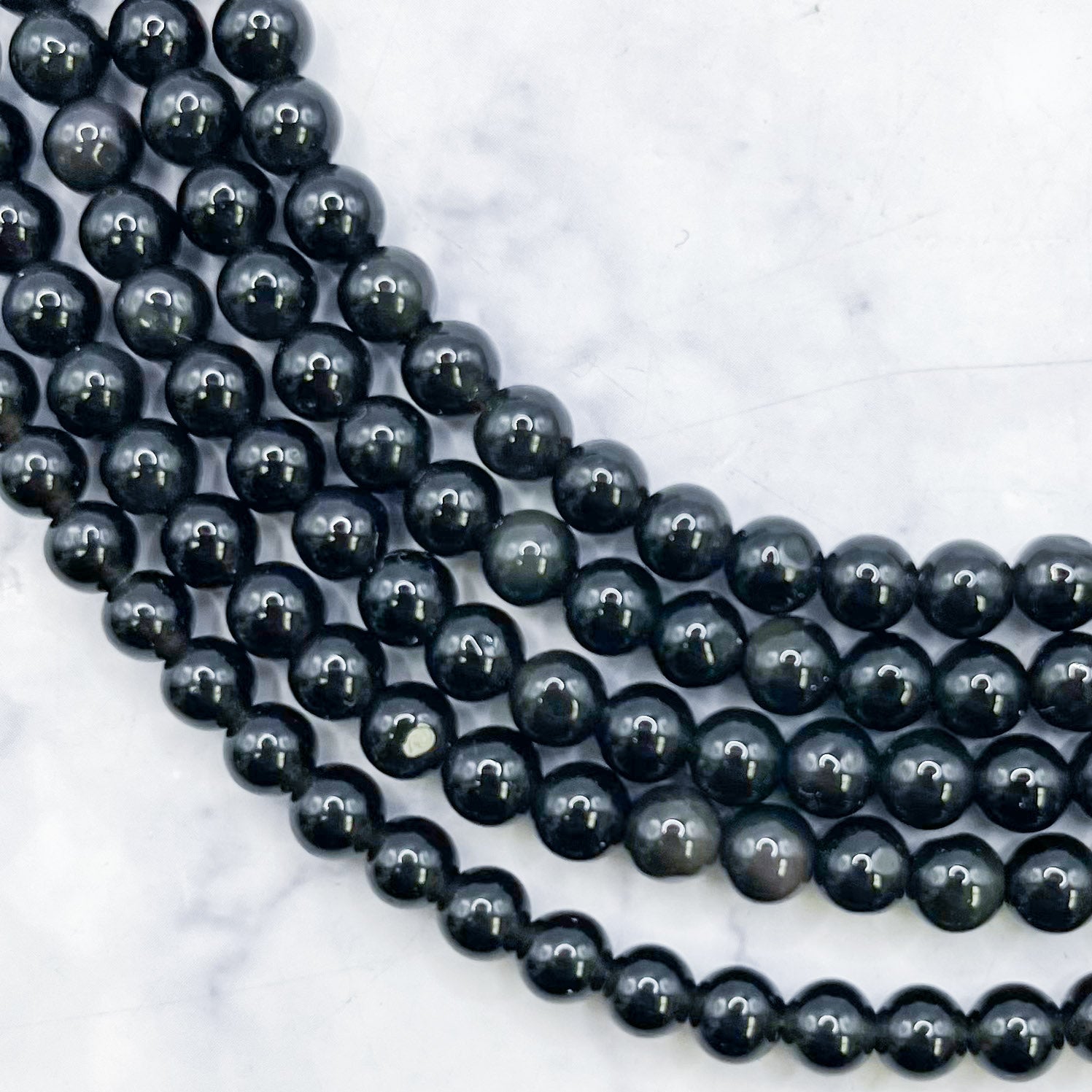 4mm Rainbow Obsidian Bead Strand V9