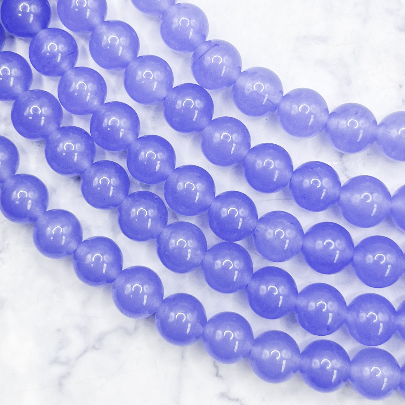 8mm Dyed Purple Chalcedony Bead Strand M10