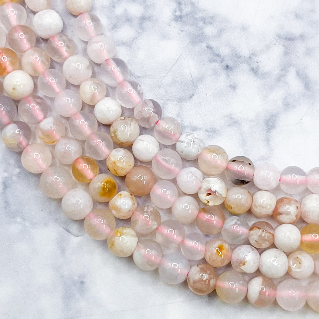 4mm Flower Agate Bead Strand Q16