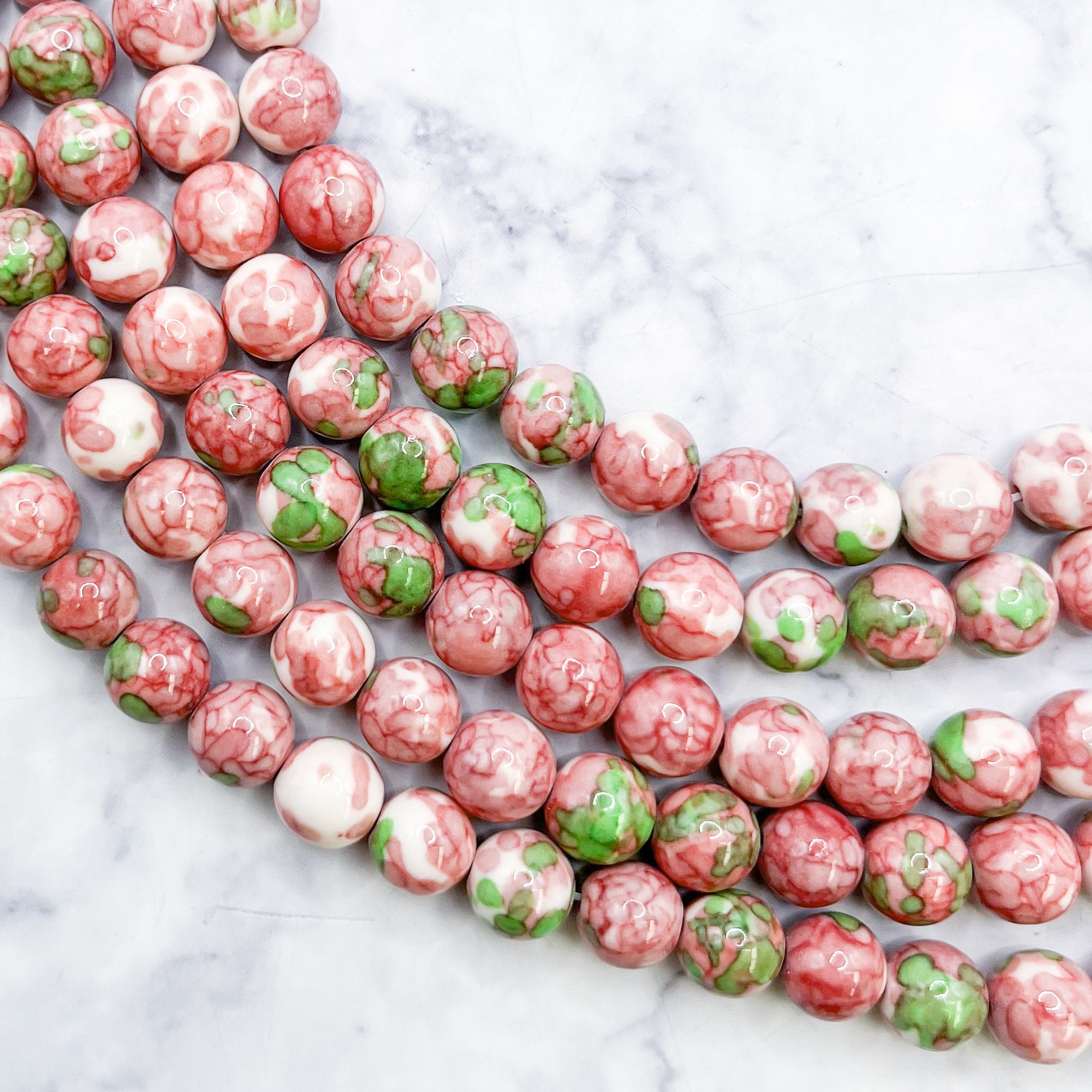 8mm Garden Rose Rain Flower Bead Strand G13