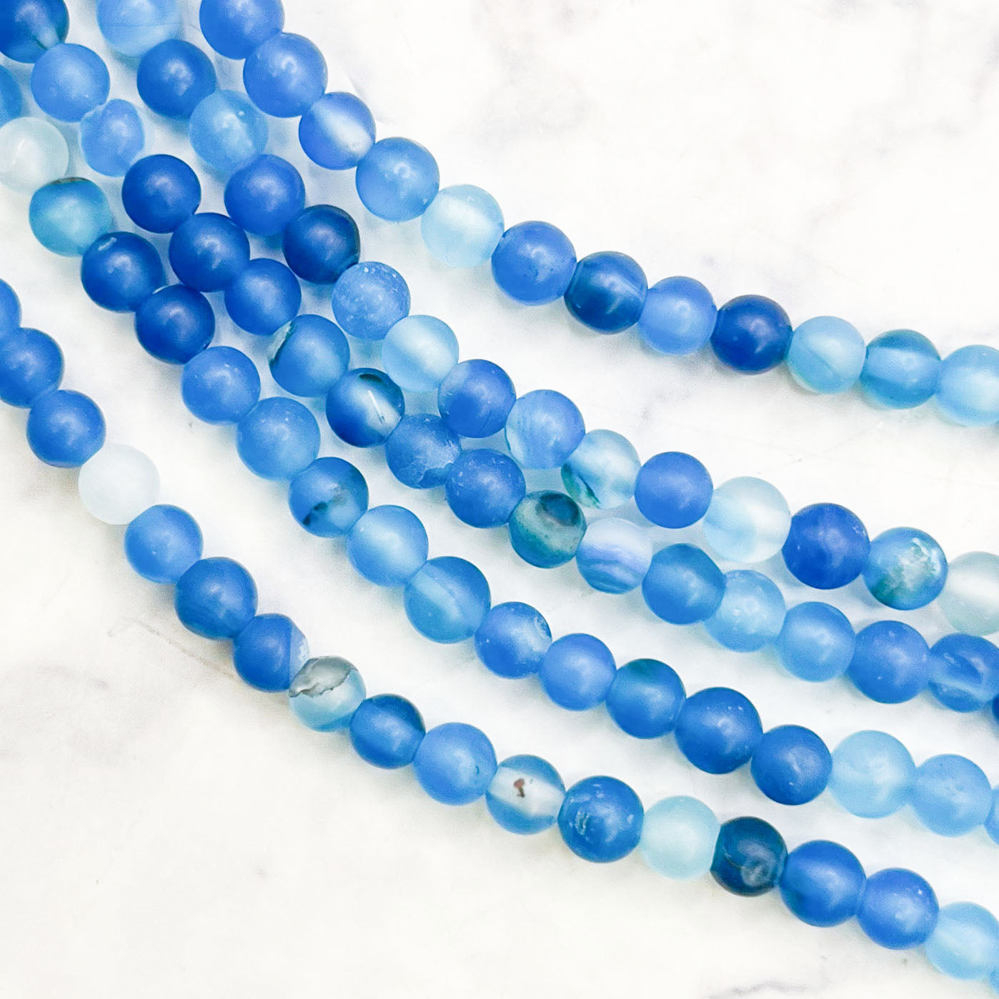 4mm Dyed Blue Banded Agate Bead Strand N8