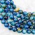 8mm Dyed Teal Tiger's Eye Bead Strand J20