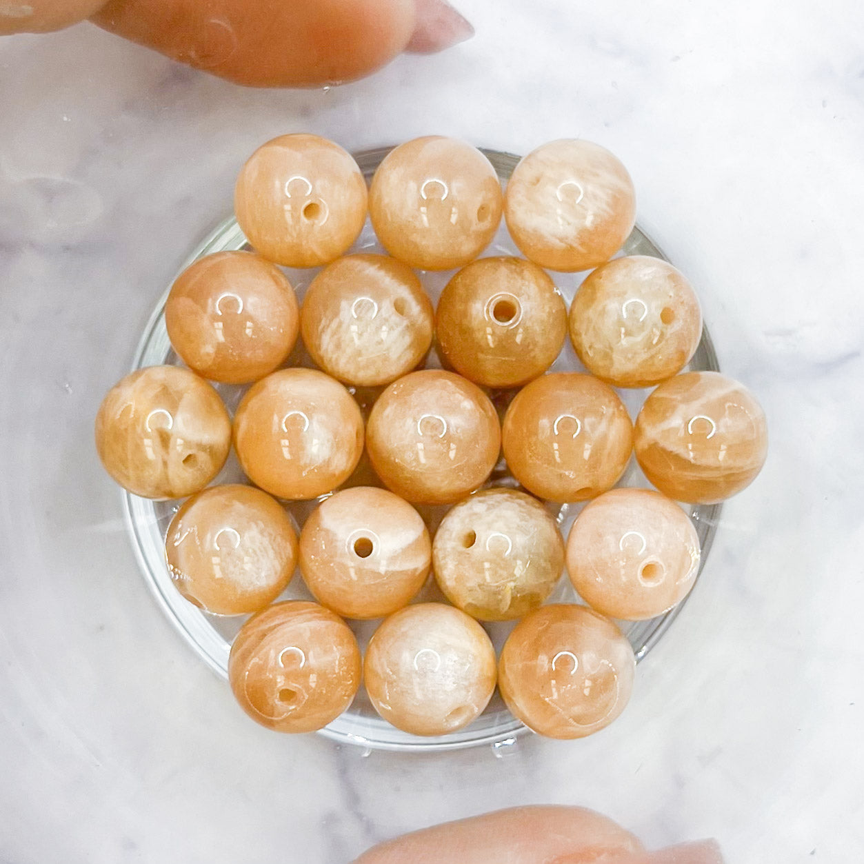 8mm Peach Moonstone Bead Half Strand J14