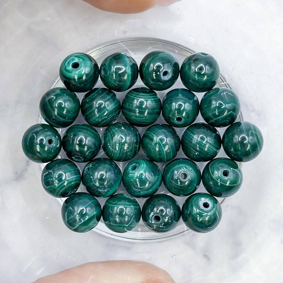 8mm Malachite Bead Half Strand H36