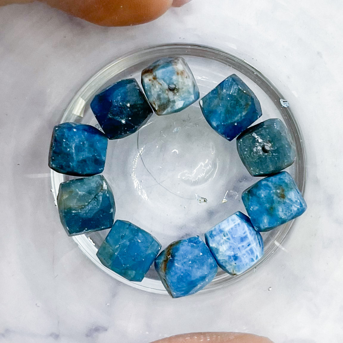 8mm Blue Apatite Faceted Cube Bead Pack (10 Beads) R14