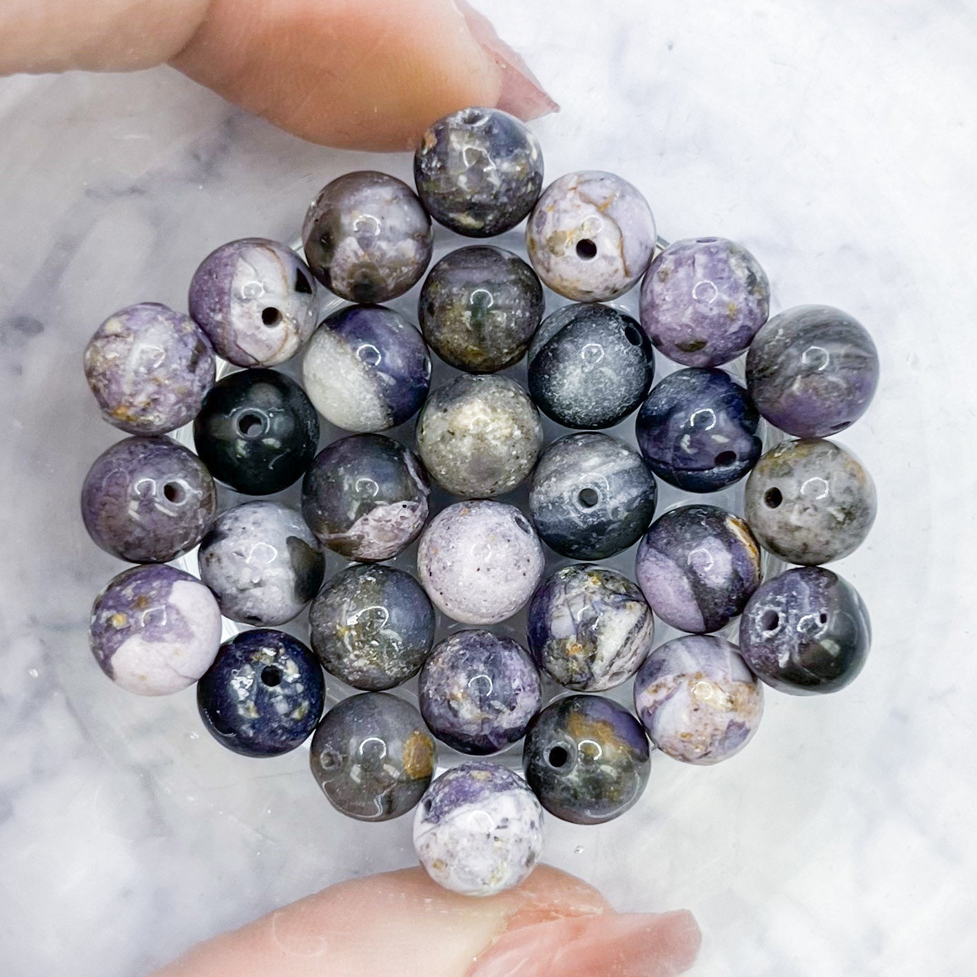 8mm Purple 'Sun Tan' Hackmanite Bead Pack (10 Beads) N7