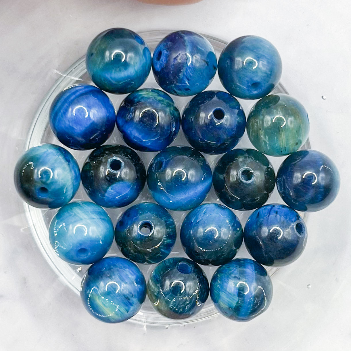 8mm Dyed Teal Tiger's Eye Bead Pack (10 Beads) J4