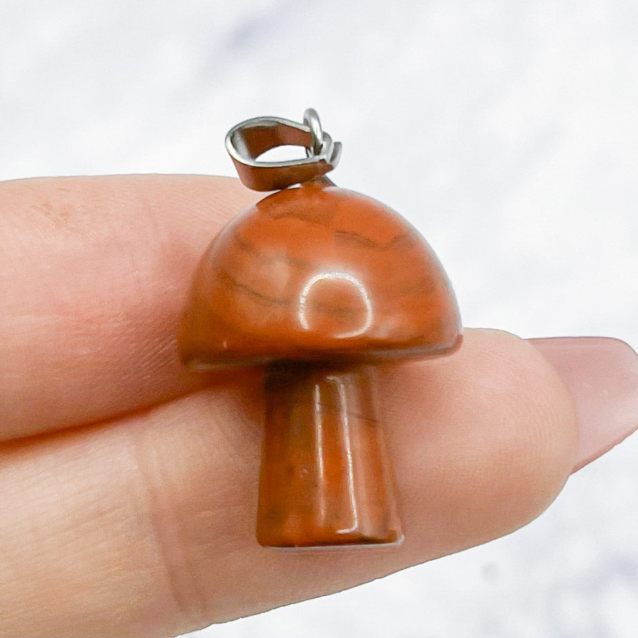 22mm Red Jasper Mushroom Pendant