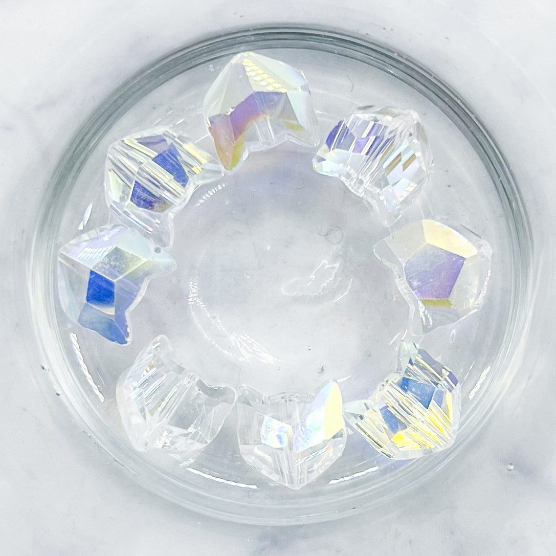 8.5mm Electroplated Faceted Clear Glass Cat Head Bead Pack (10 Beads) A3