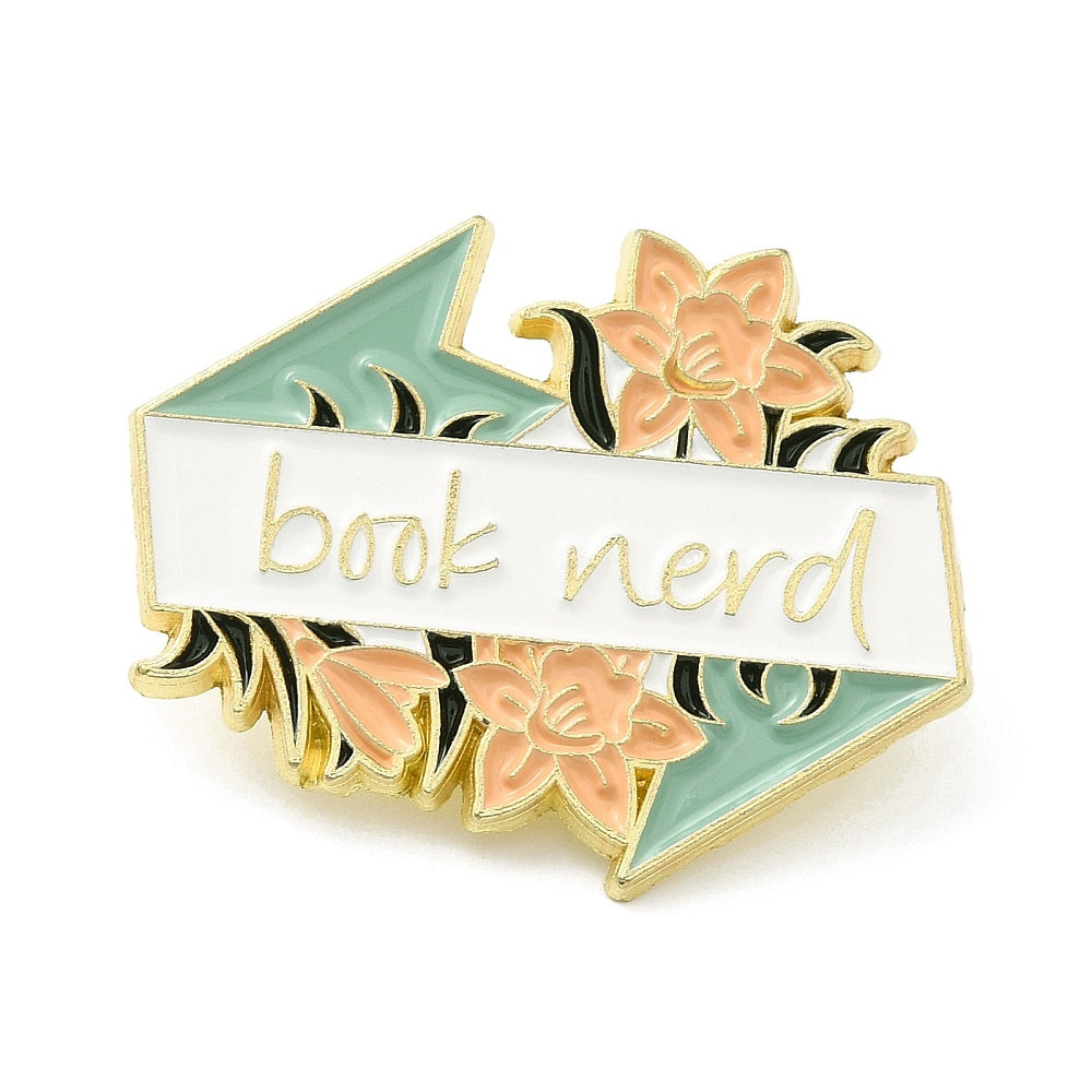 24mm Turquoise and Pink "Book Nerd" Pin S6