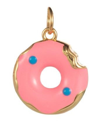 15mm Pink Donut with Blue Spots Charm K2