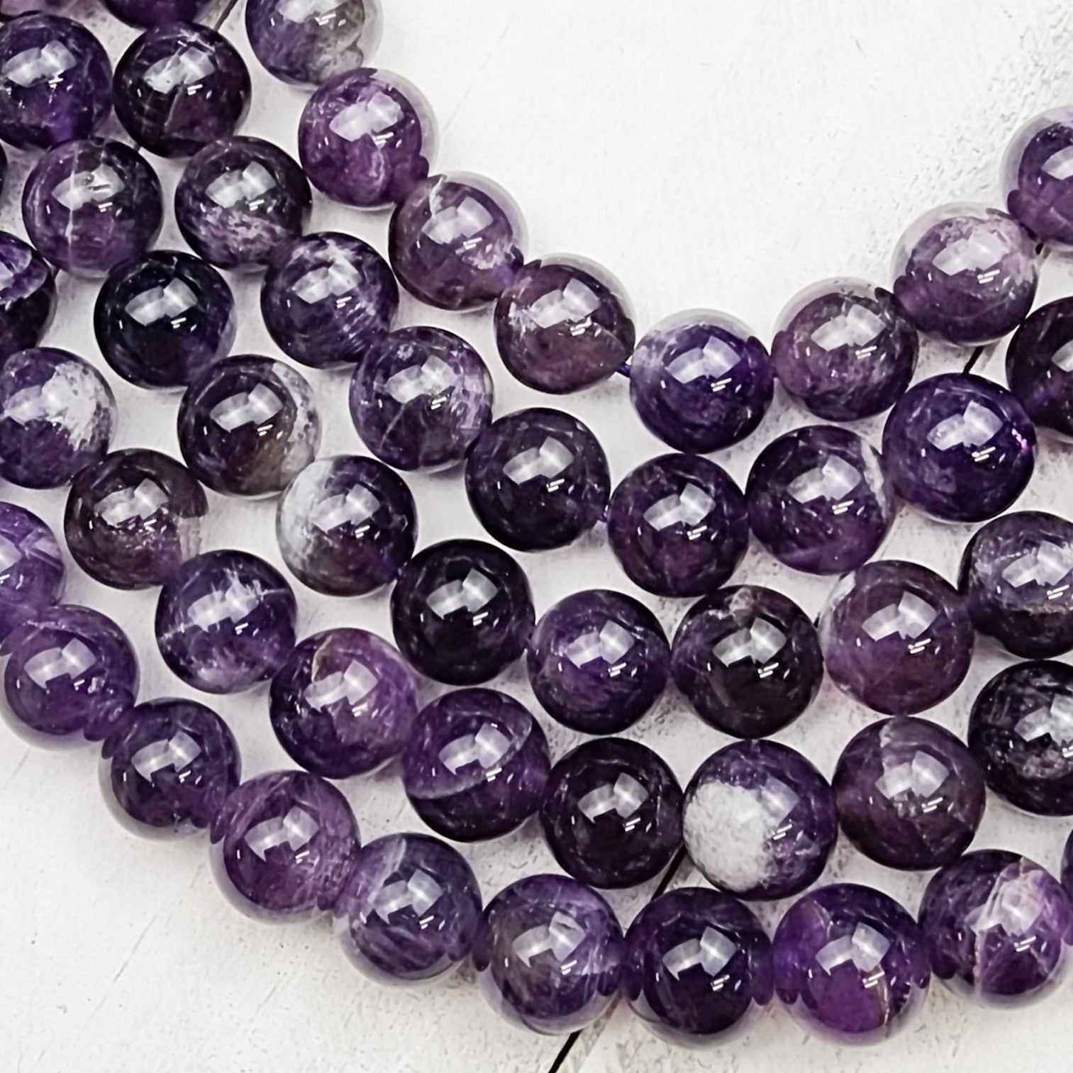 8mm Chevron Amethyst Bead Strand