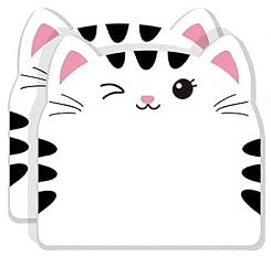 2.5-Inch White Cat with Black Stripes Sticky Notes J15