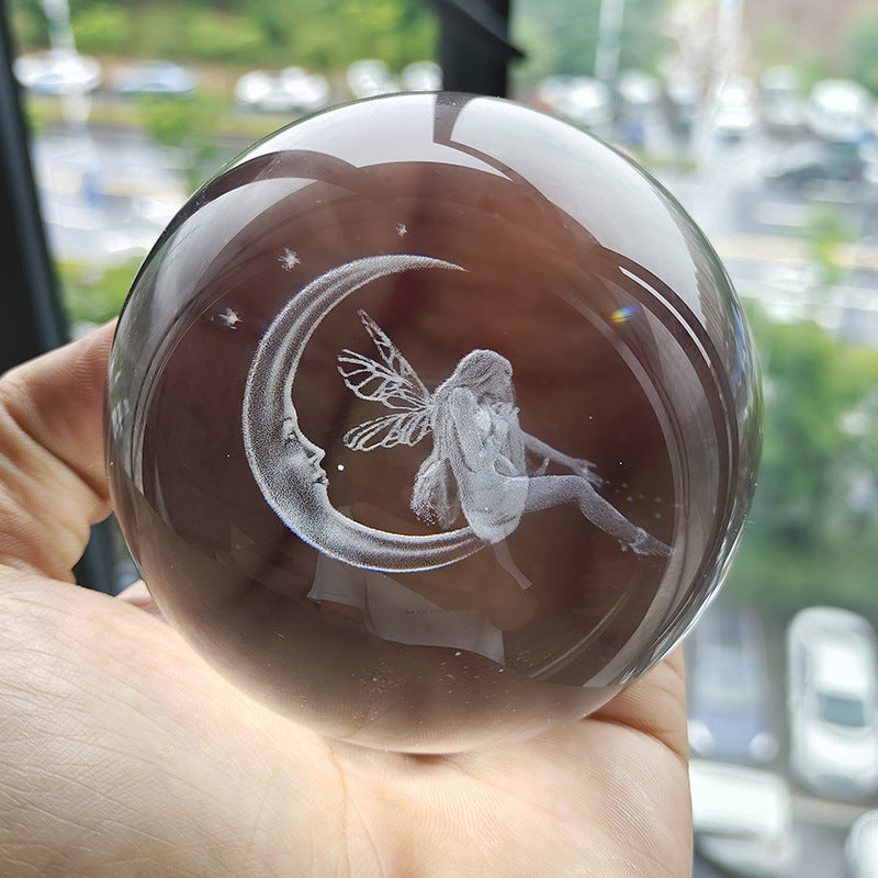 2.25-Inch Glass Sphere with Internal Fairy on Moon P15