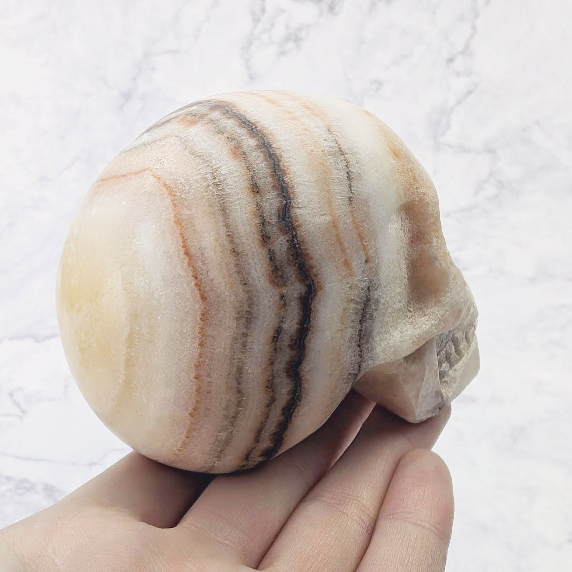 3.5 Inch Dali Jasper Skull Carving H85