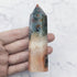 3.75 Inch Carnelian Moss Agate Tower O13